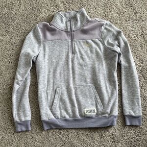 PINK Victoria's Secret Gray and Lavender Quarter-Zip